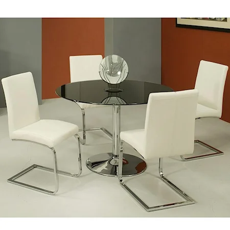 5 Piece Dining Set with Black Glass Table